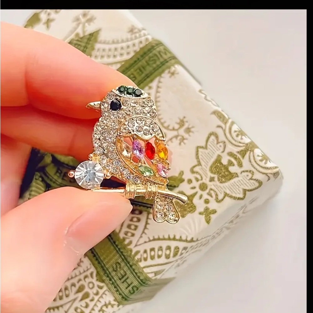 Colorful Rhinestone Bird Brooch - Picture 2 of 4